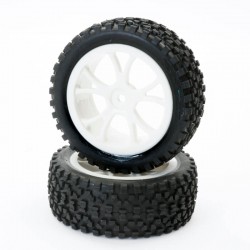 Fastrax 1/10th Mounted Cuboid Buggy Front Tyres White 10-SP