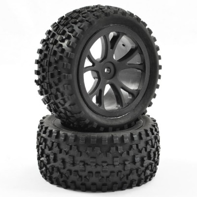 Fastrax 1/10th Mounted Cuboid Buggy Rear Tyres 10-Spoke