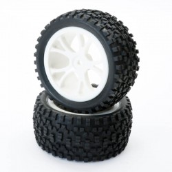 Fastrax 1/10th Mounted Cuboid Buggy Rear Tyres White 10-SP