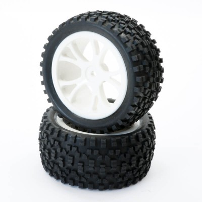 Fastrax 1/10th Mounted Cuboid Buggy Rear Tyres White 10-SP