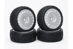 Fastrax 1/10th Rally Angle Tyre/Wheel Set Silver (4)