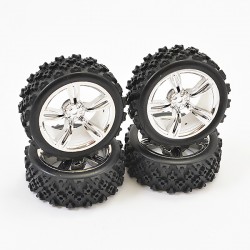 Fastrax 1/10th Touring Wheel/ Rally Block 5-Spoke Chrome (4)