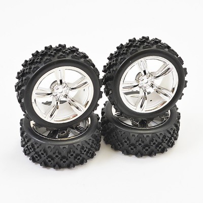 Fastrax 1/10th Touring Wheel/ Rally Block 5-Spoke Chrome (4)