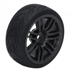 Fastrax 1/10th Street/Tread Tyre 14sp Gun Metal Wheel
