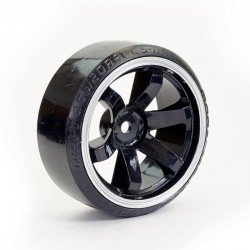 Fastrax 1/10 Street/Drift Tyre 6-Spoke Wheel (6mm Offset) - Black With White Trim