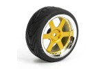 Fastrax 1/10th Street/Tread Tyre 6-Spoke Gold/Chrome Wheel