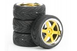 Fastrax 1/10th Street/Tread Tyre 6-Spoke Gold/Chrome Wheel