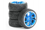 Fastrax 1/10th Street/Tread Tyre Tri-5 Blue/Chrome Wheel