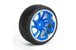 Fastrax 1/10th Street/Tread Tyre Tri-5 Blue/Chrome Wheel