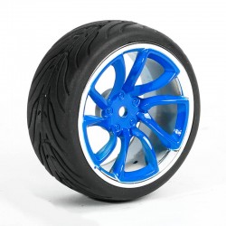 Fastrax 1/10th Street/Tread Tyre Tri-5 Blue/Chrome Wheel