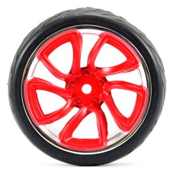 Fastrax 1/10th Street/Tread Tyre Tri-5 Red/Chrome Wheel