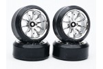 Fastrax 1/10th street wheel/ drift tyres 10-spoke chrome