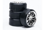 Fastrax 1/10th street wheel/ drift tyres 10-spoke chrome