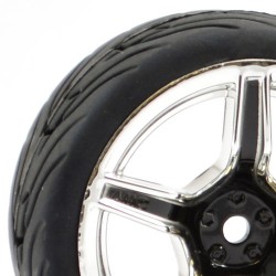 Fastrax 1/10th Street/Tread Tyre 5sp Black/Chrome Wheel