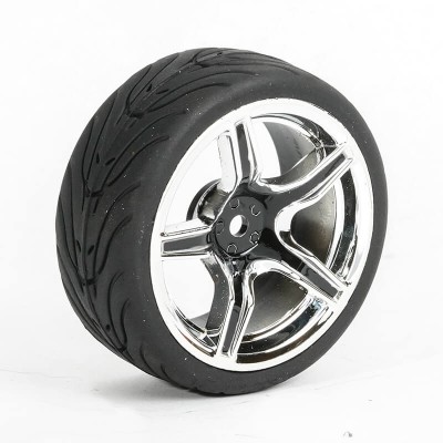 Fastrax 1/10th Street/Tread Tyre 5sp Black/Chrome Wheel