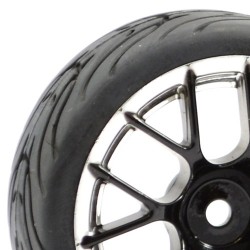 Fastrax 1/10th Street/Tread Tyre 14sp Black/Chrome Wheel
