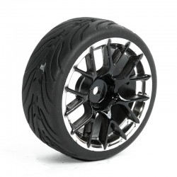 Fastrax 1/10th Street/Tread Tyre 14sp Black/Chrome Wheel