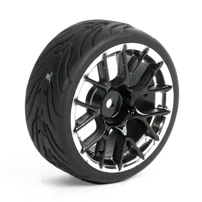 Fastrax 1/10th Street/Tread Tyre 14sp Black/Chrome Wheel