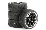 Fastrax 1/10th Street/Tread Tyre 14sp Black/Chrome Wheel
