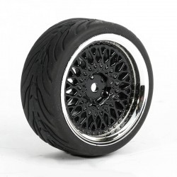 Fastrax 1/10th Street/Tread Tyre Classic Black/Chrome Wheel