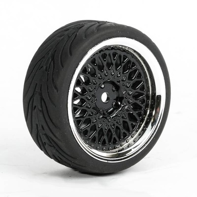Fastrax 1/10th Street/Tread Tyre Classic Black/Chrome Wheel