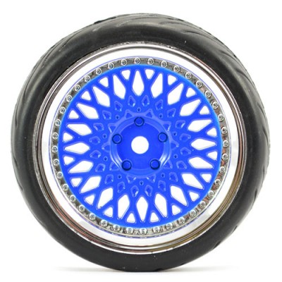 Fastrax 1/10 Street/Tread Tyre Classic Blue/Chrome Wheel
