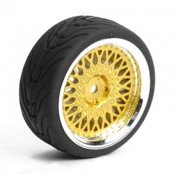 Fastrax 1/10th Street/Tread Tyre Classic Gold/Chrome Wheel