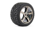 Fastrax 1:8 Truggy Eagle Mtd 5-Spoke Bk Chrome 0 Offset(Pr)
