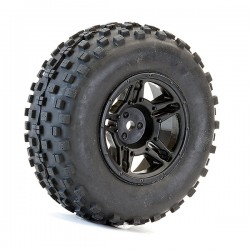 Fastrax 1:10 SC Rock Block Mtd 5-Spoke Black (Slash Rr/Blitz) (Pr)