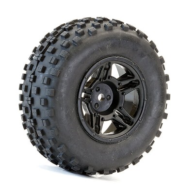 Fastrax 1:10 SC Rock Block Mtd 5-Spoke Black (Slash Rr/Blitz) (Pr)