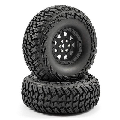 Fastrax 1:10 Crawler Slinger 1.9 Mounted Scale Wheel Black (Pr)