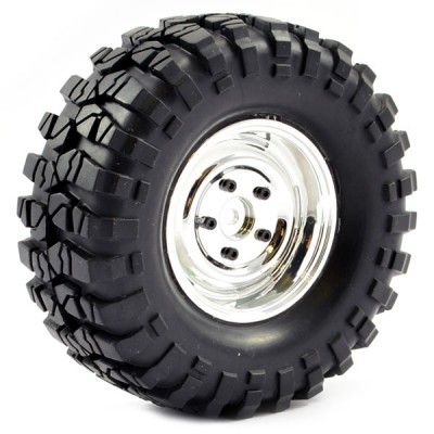Fastrax 1:10 Crawler Sawblock 1.9 Scale Wheel Chrome &Oslash;108mm Tyre