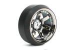 Fastrax 1/10 (4) Drift D3 Tyre With 9mm 6-Spoke Wheel - Black Chrome
