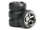 Fastrax 1/10 (4) Drift D3 Tyre With 9mm 6-Spoke Wheel - Black Chrome