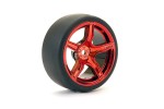 Fastrax 1/10 (4) Drift D1 Tyre W/3mm 5-Spoke Wheel- MET Red