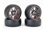 Fastrax 1/10 (4) Drift D1 Tyre W/3mm 10-Spoke Wheel- Graphte