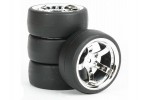 Fastrax 1/10 (4) Drift D1 Tyre W/9mm 5-Spoke Wheel- Chrome