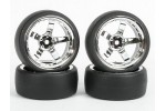 Fastrax 1/10 (4) Drift D1 Tyre W/9mm 5-Spoke Wheel- Chrome
