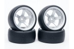 Fastrax 1/10 (4) Drift D1 Tyre W/9mm 5-Spoke Wheel- Satin Sil