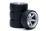 Fastrax 1/10 (4) Drift D1 Tyre W/9mm 5-Spoke Wheel- Satin Sil