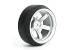 Fastrax 1/10 (4) Drift D3 Tyre With 9mm 5-Spoke Wheel - Satin Silver