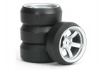 Fastrax 1/10 (4) Drift D3 Tyre With 9mm 5-Spoke Wheel - Satin Silver