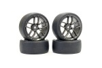 Fastrax 1/10 (4) Drift D1 Tyre W/3mm 10-Spoke Wheel- Graphte