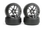 Fastrax 1/10 (4) Drift D3 Tyre  With 3mm 10-Spoke Wheel-Graphite