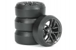 Fastrax 1/10 (4) Drift D3 Tyre  With 3mm 10-Spoke Wheel-Graphite