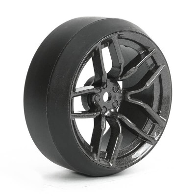 Fastrax 1/10 (4) Drift D3 Tyre  With 3mm 10-Spoke Wheel-Graphite