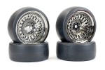 Fastrax 1/10 (4) Drift D1 Tyre W/9mm Classic Wheels-BK Chrome