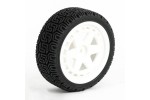Fastrax 1/10 'Geometric' Rally Tyres/6-Spoke White Wheels (4)