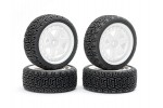 Fastrax 1/10 'Geometric' Rally Tyres/6-Spoke White Wheels (4)