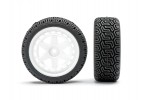 Fastrax 1/10 'Geometric' Rally Tyres/6-Spoke White Wheels (4)